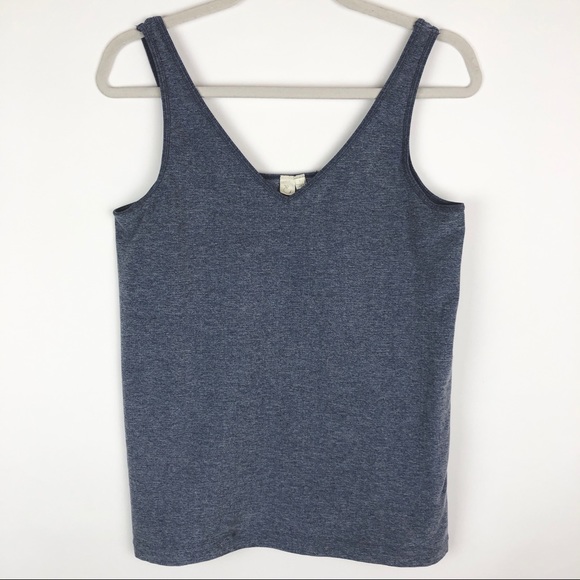 Anthropologie Eloise Blue Gray Spandex V- Neck Stretch Tank - Picture 2 of 9